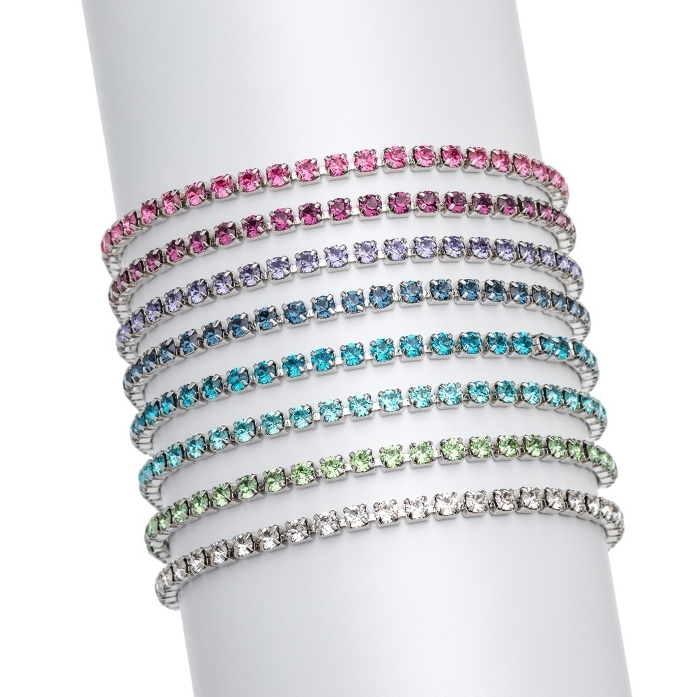 Aqua Blue Tennis Bracelet – Sparkling Crystal Design – Adjustable Everyday Jewel